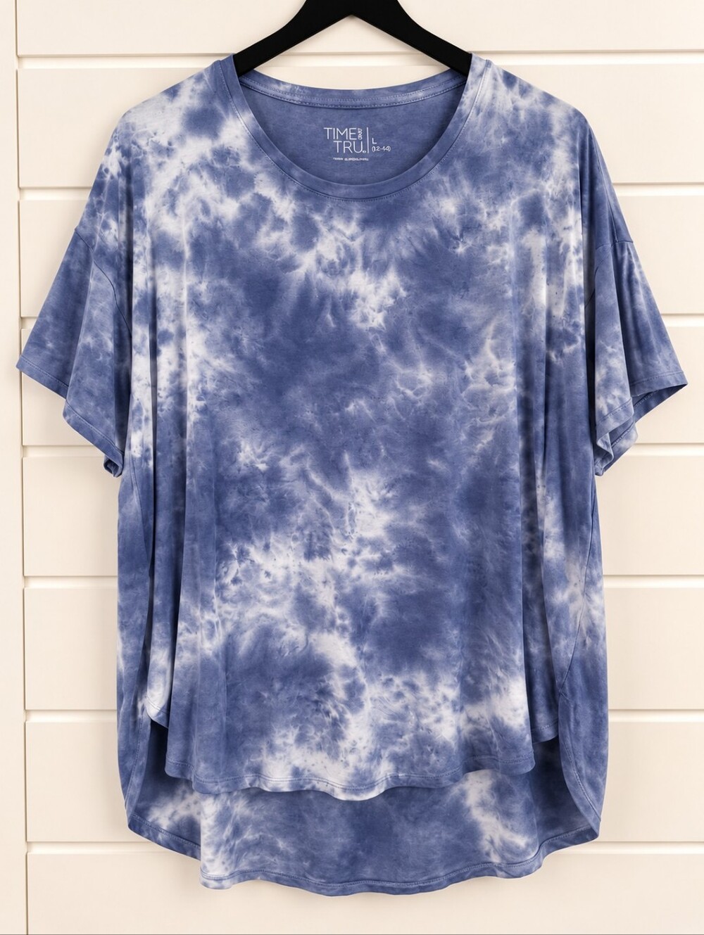 Time and Tru Blue Tie Dye Oversized Tunic Top L 12-14